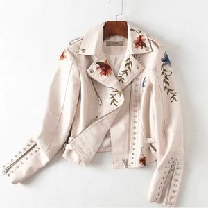 NWOT Embroidered  Jacket Vegan Leather. Flowers. Embellished